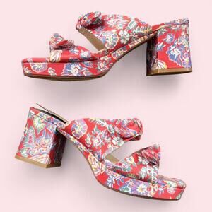 Copper key red floral heels